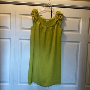 Lime green Madison Leigh Dress. Fully lined with cap ruffled sleeves